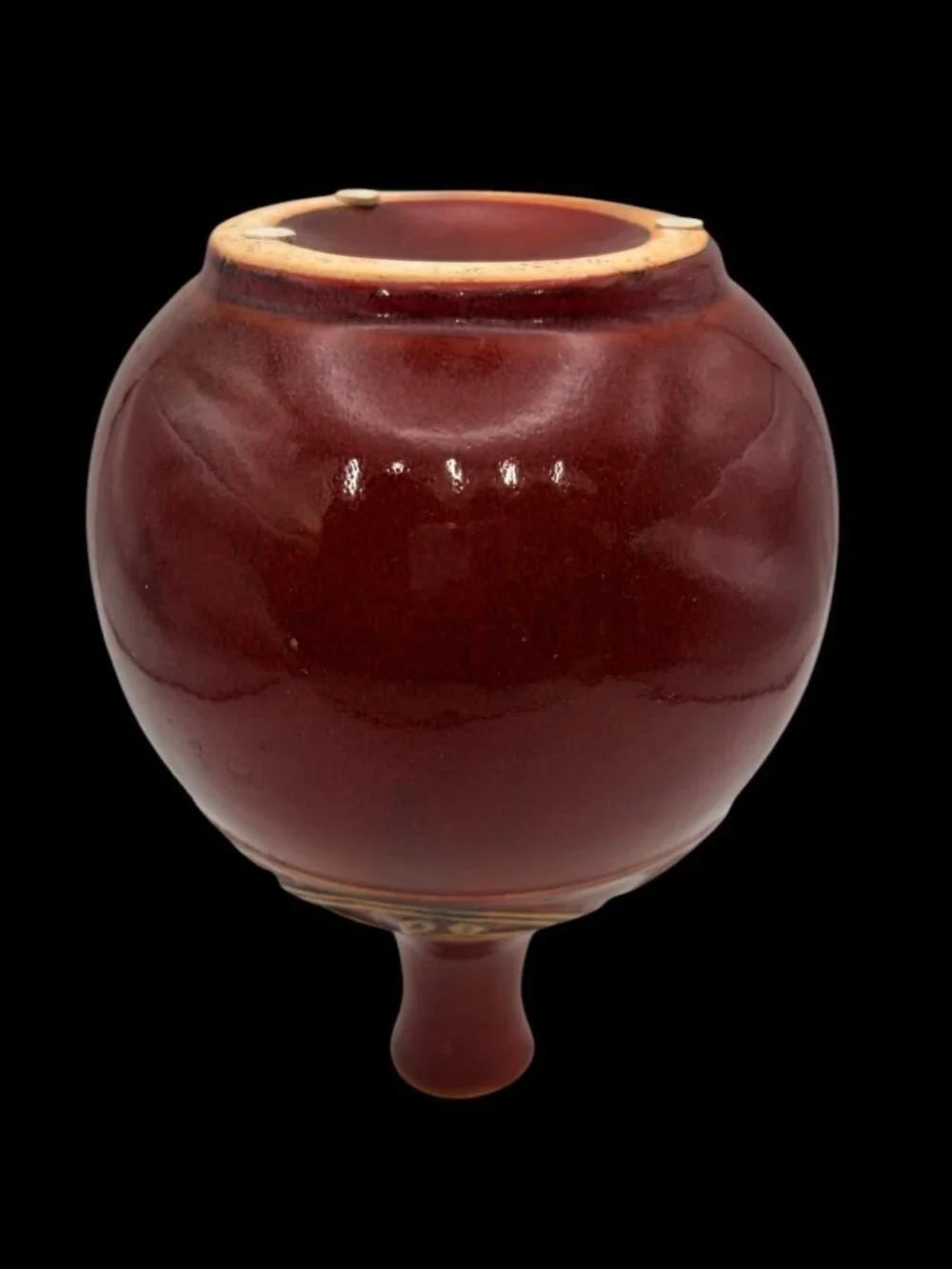 Vintage Red Glazed Pottery Bud Vase / Decorative Ceramic Vessel